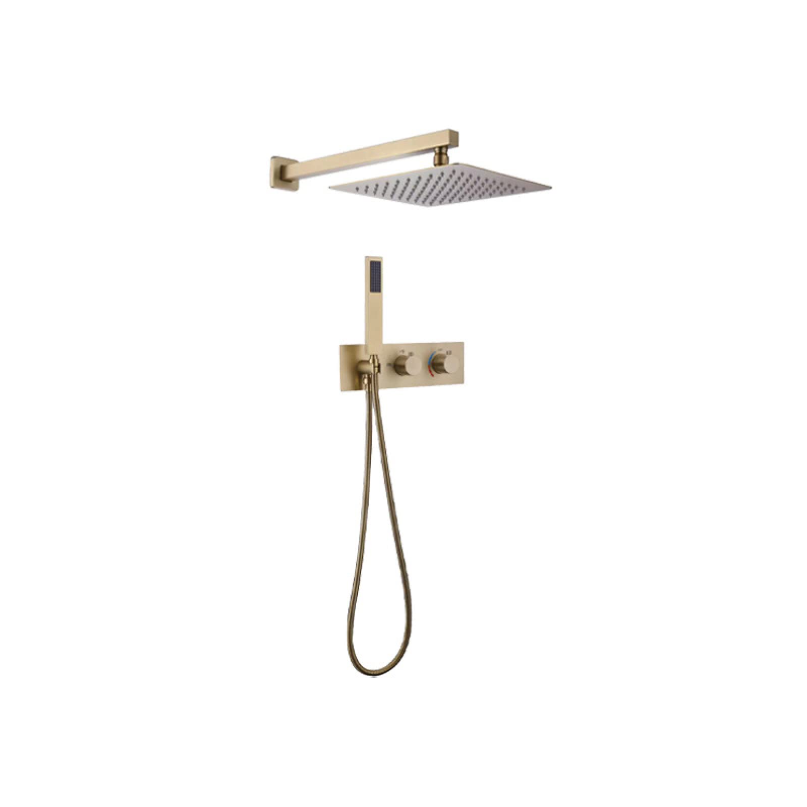 OZBMA in-Wall Shower Set Bathroom Full Copper Booster Nozzle Gun Gray Concealed Set, Brushed Gold