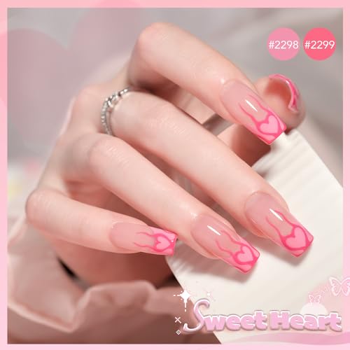 Image of GAOY Pink Red White Gel Nail Polish Set, 6 Colors Beige Nude Soak Off UV Light Cure Gel Polish Kit for Salon and Nail Art DIY at Home