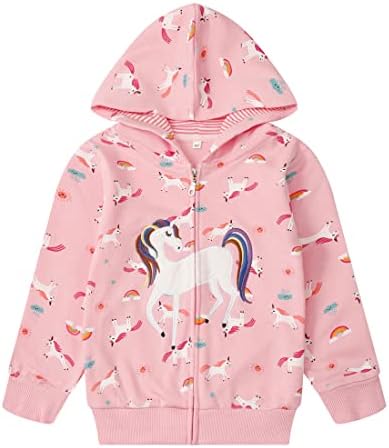 Little Girl Zip Up Hoodie Unicorn Rainbow Hooded Sweatshirt Back ...