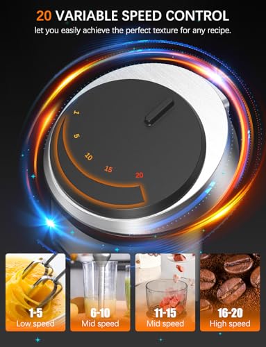 Immersion Blender Handheld GAVASTO Hand Blender,20 Speeds and Turbo Mode Hand Mixer, 3-in-1 Heavy Duty Copper Motor Stainless Steel - Thumbnail 3