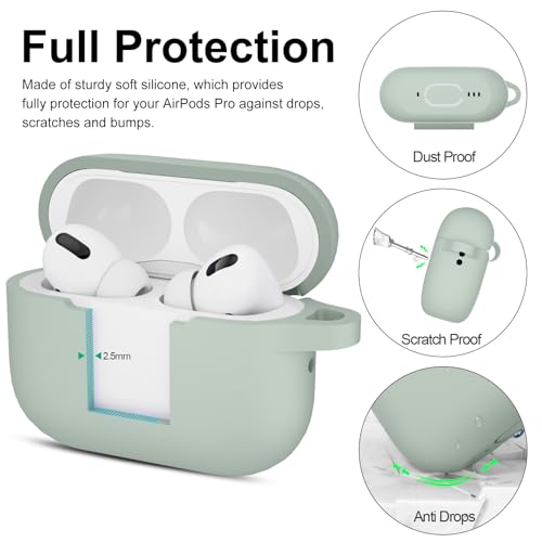 Image of for AirPods Pro 2nd 1st Generation Case Cover with Keychain, Protective Soft Silicone Skin Accessories for Apple AirPods Pro Charging Case 2022 /2019, Front LED Visible, Fog