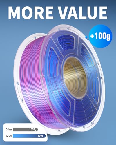 Image of JAYO Silk Dual & Tri Color PLA Filament 1.75mm 10 Pack, Shiny Multicolor 3D Printer Filament Bundle, Blue-Green-Purple, Red-Yellow-Green & More, 1.1kg Spool Each, Compatible with Most FDM Printers
