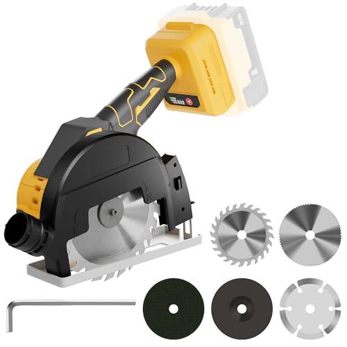 Cotchen Mini sierra circular inalámbrica compatible con batería DeWalt de 20 V, sierra circular compacta sin escobillas con 5 cuchillas de 4 pulgadas, profundidad máxima de corte 1-2/11 pulgadas para