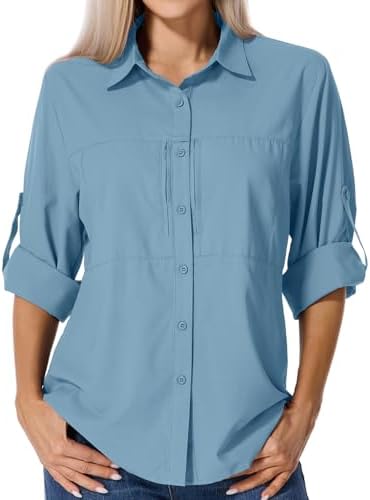 Asfixiado Damen Safari Kleidung UPF50+ UV Schutz Langarm Bluse
