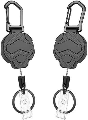 VYNCS 2 Pack Retractable Keychain, Heavy Duty Key Chains Badge Holder, with Work ID Badge Clip and Key Ring, 31.5" Retractable ID Badge Reels, 10oz