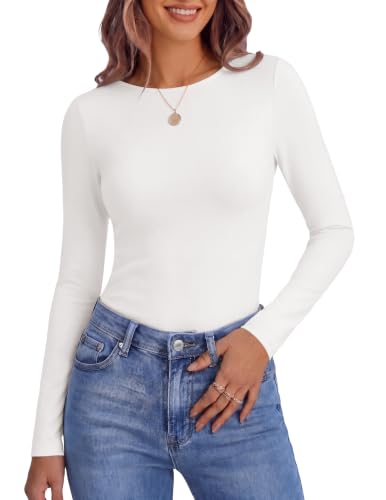 Ekouaer Womens Long Sleeve Shirt Micro Fleece Lined Top Warm Undershirt