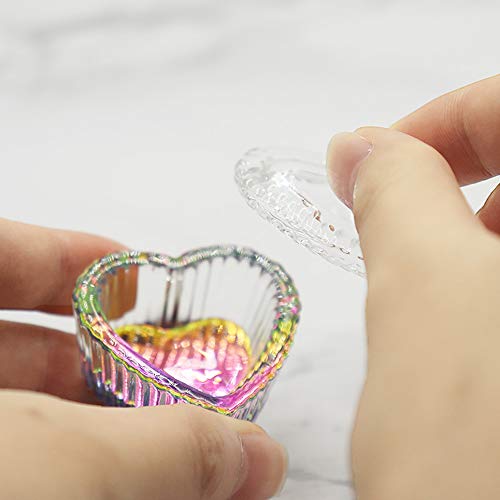 Kalolary 2 Stück Nagel Kristall Glasschale, Glasnagel Dappenschale mit Deckel Herzförmig Kristallbecher Nagel… – Bild 7