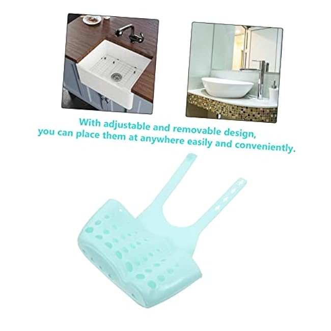 Unomor 6Pcs Kitchen Sink Storage Basket Adjustable Sponge and Brush Draining Holder Hollow-carved Design for Quick Drainage Space-saving Plastic Organizer for Home Kitchen