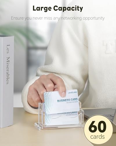Uniclife Acryl-Visitenkartenhalter für den Schreibtisch, 1 Schlitz, transparent, horizontal, Visitenkartenständer für Männer und Frauen, Desktop-Namenskarten-Organizer, Kartenständer für Büro