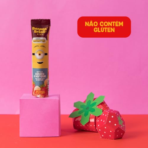 Banana Brasil Display Barra De Frutas Banana Kids Minions Sabor Morango C/ 20 Unid. De 22G (440G)