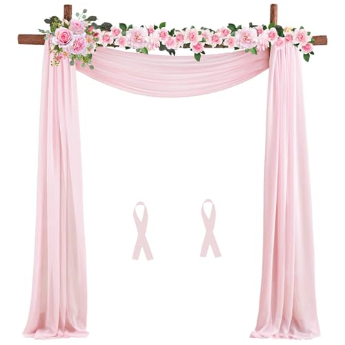 NIERBO Hochzeit Vorhang 600 x 75cm Hochzeitsbogen Gardinen Dekoration Vorhang Kulissenvorhänge für Baby Party Fotografie Party Hochzeit Torbogen Zeremonie (Rosa)