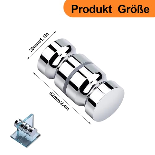 aghoer Dusche Türknopf, 2 Stück Duschtürknopf, M8 x 30mm Dusche Türknopf Edelstahl, Dusche Griff, für Duschtür Glastüren Schiebetür