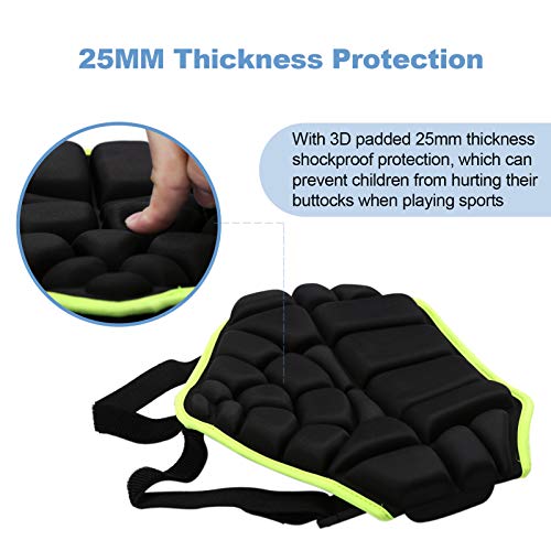 Yosoo Health Gear Kids Butt Pads, Snow Boarding Pads, Black Hip Pads for Sports, Butt Pads for Skating, Snowboard Butt Pad, Protective Hip Butt Pad with Adjustable Strap for Children Under 12 - Image 3