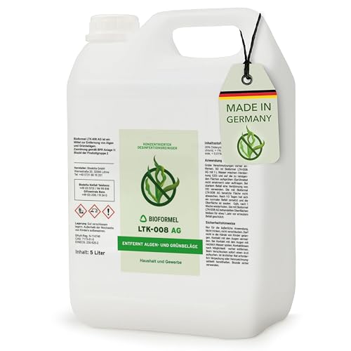 BIODELTA LTK-008 Grünbelagentferner 5 L - Hochkonzentrat - Grünbelagentferner & Algenentferner Konzentrat - Für Stein, Holz, Fassaden & Kunststoff - mit Langzeitschutz
