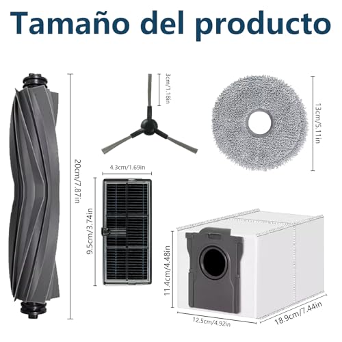 Miniatura 8 de 17 Piezas De Accesorios Para Dreame L10s Ultra Gen 2, L10s Pro Ultra Heat, Para Mova E30 Ultra Aspirador, 1 Cepillo Principal, 4 Toallas, 4 Filtros, 4 Bolsas De Polvo, 4 Cepillos Laterales