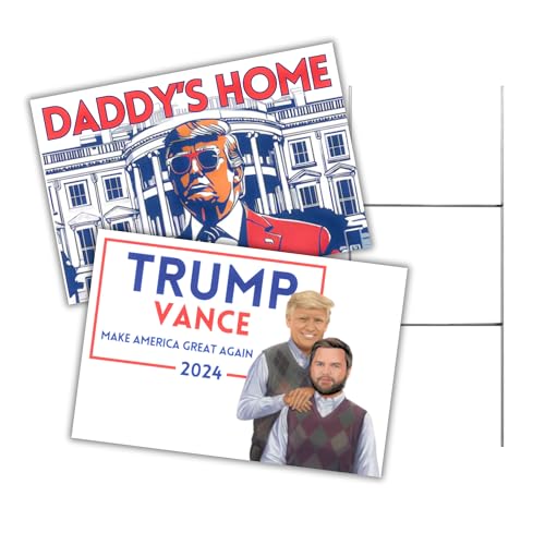 Lashicorn Trump 2024 Yard Sign 18x12' Single Sided Fight Fist Shot President Picture Metal H Frame Political Election Republican Daddy's Home (Funny Trump Vance for President 2024 Step Brothers)