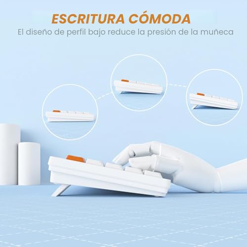 Miniatura 8 de Ajazz Teclado Mecánico Akl680, Teclado Inalámbrico De Perfil Bajo 68 , Teclado Para Juegos Ultradelgado Con Combinación De Colores, Modo Dual Bluetooth 5.0 Y 2.4g, Anti-Fantasma Para Pc Mac Laptop