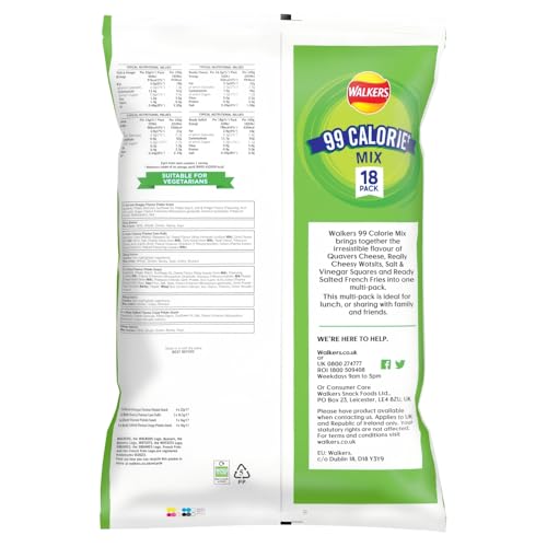 Walkers 99 Calorie Mix Multipack Snacks Crisps 18 Pack