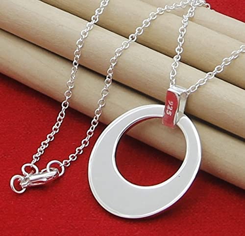 LNNSHX Collares de Plata de Ley, Collar de Plata 925, Colgante de Estrella de Moda, Collar de corazón con Cruz Redonda, Accesorios de joyería para Mujer, Regalo(10)
