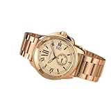 OISE ART STORE Trade Shop - Orologio Polso Acciaio Longbo Uomo Dorato Analogico Classico Elegante Waterproof