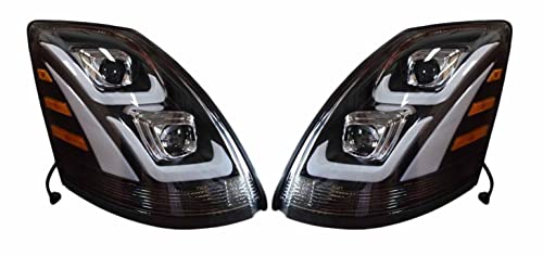 Torque Performance Headlight PAIR Replacement for 2004-2017 Volvo VNL semi Trucks [Included All Bulbs] Driver Left and Passenger Right Side Set Assembly DOT SAE Approved Headlamp (TR562-L, TR562-R)