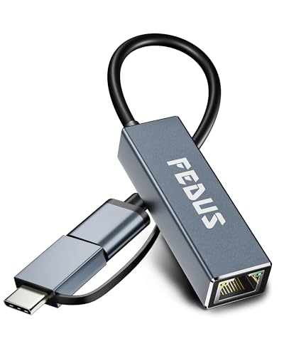 Image of FEDUS 1GIGA 2-in-1 Gigabit Type C to Ethernet Adapter, USB 3.0 to LAN Ethernet Adapter, USB to LAN Converter for Windows, Mac, LAN Connector for Laptop, Desktop, Type c to LAN