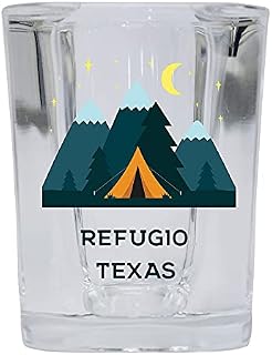 R and R Imports Refugio Texas 2 Ounce Square Base Liquor Shot Glass Tent Design