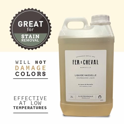 Image of Fer a Cheval Marseille Dishwashing Soap, Olive Oil Based, Made in France - Liquid Dishwashing Refill Soap, 2 L /67.6 fl oz