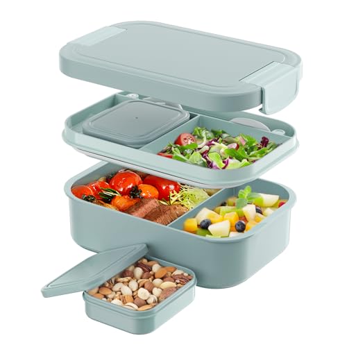 LEIKEEGO Lunchbox Erwachsene 1900ml Brotdose Auslaufsicher Bento Box Erwachsene für Büro, Schule (Grün)