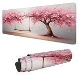 Duża podkładka pod mysz 800 x 400 x 3 mm, podkładka pod mysz do gier, różowa mata na biurko, rozszerzona podkładka pod mysz z antypoślizgową gumową podstawą, nadająca się do prania, wodoodporna trwała