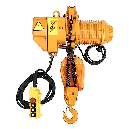 1 Ton Electric Chain Hoist with Wired Remote Controller, Single Phase 2204Lbs 10ft Lift Height with Electrical Hook, with Pendant Control 110V for Logistics, Factories, and Agriculture