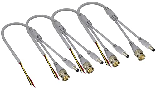 HCFeng BNC DC Video Power Cable BNC and DC Male to Bare Wire Open End Connector Adapter Extension Power Cable for CCTV Surveillance DVR Camera Monitoring System Repair Cable[0.3M/0.9Ft-4Pcs] - Thumbnail 2
