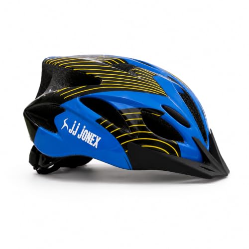 Image of JJ Jonex Adjustable Cycling & Skating Helmet with Detachable Visor | Light Weight | Adjustable Strap with Comfortable Chin Padding | Ideal for Men, Women & Kids | Blue-Black | Small Size |