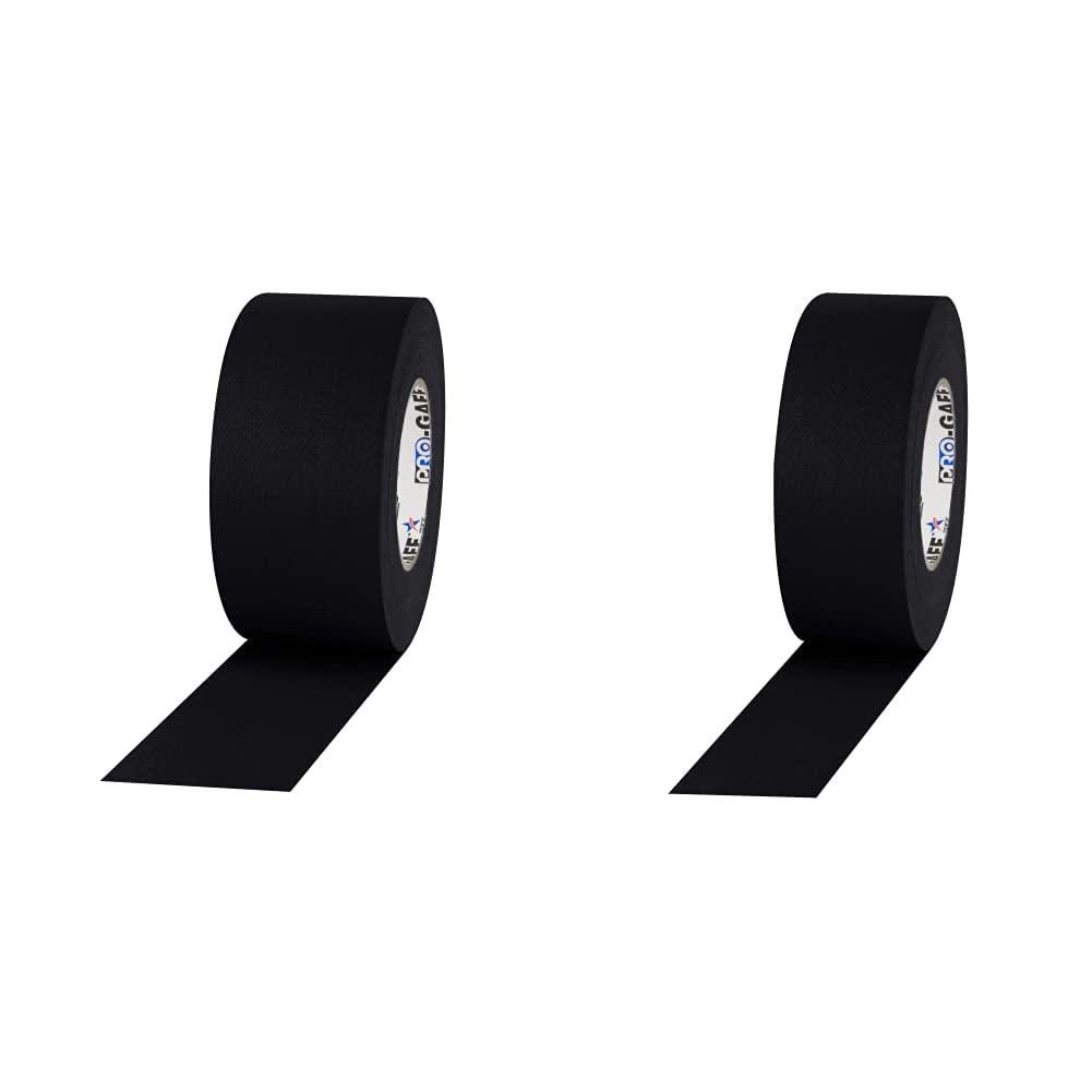 ProTapes Pro Gaff Premium Matte Cloth Gaffer's Tape with Rubber Adhesive, 11 mils Thick, 55 yds Length, 3" Width, Black (Pack of 1) & Pro Gaffer Gaffers Tape, 2 in x 55 yd, Black