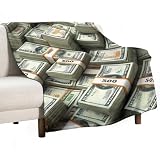 Fashion Flannel Blanket Thick Chair Bedspreads Cover for Men and Women Money American Bill Dollar