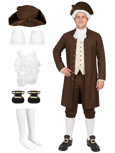 AQEWK Colonial Costume Men - 18th Traditional America Colonial Outfit