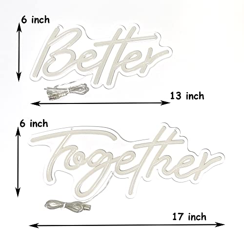 SOEUCOF Better Together Neon Sign,Innovative Integral Forming Process,With Dimmable Switch For All Holiday Party and Home Decoration,Total Length 30Inch,White by SOEUCOF - Image 4