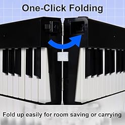 Clavier de Piano Pliant Clavier Électrique Piano 88 Touches Piano Numérique Semi-Lesté Clavier Pliable Musique avec Bluetooth MIDI Pédale de Sustain, Pupitre, Sac de Transport for Débutants – Image 3