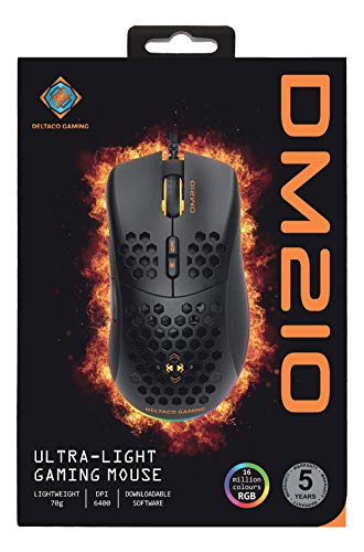 Souris gamer ultralégère RGB DELTACO avec 7 boutons programmables pour PC Windows noir