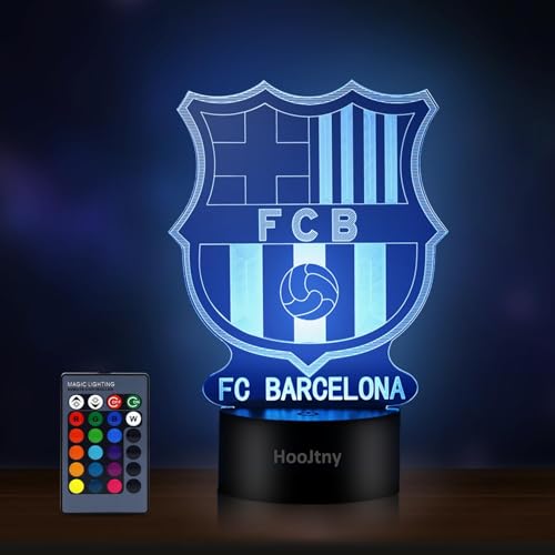 HooJtny Barcelona Lampe, 3D Fußball Nachtlicht für Kinder mit 16 Farben
