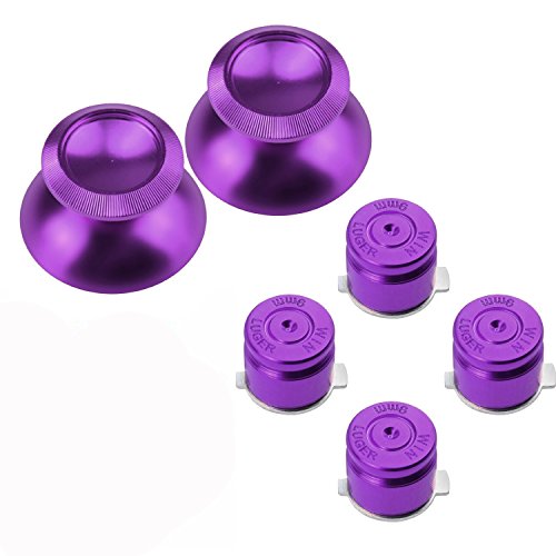 DelTex® (Purple Aluminium Metal Analog Thumbsticks + Bullet Buttons Set For Playstation 4 PS4 Controller
