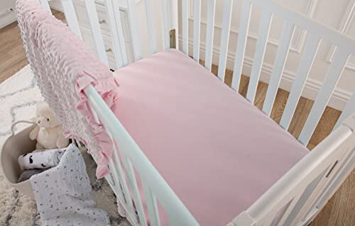 American Baby Company 100% Natural Cotton Jersey Knit Fitted Portable/Mini-Crib Sheet, Baby Pink, Soft Breathable, For Girls, Pack Of 1 #TOP6