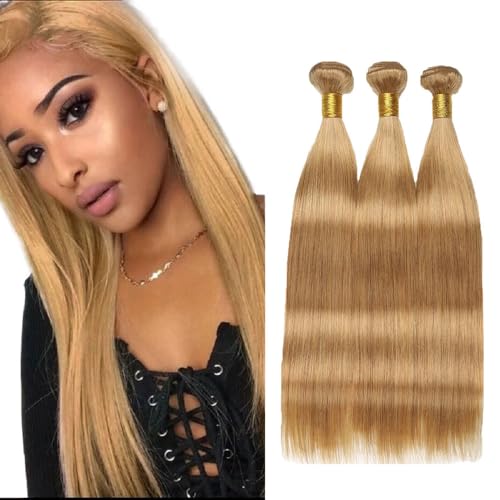 Honey Blonde Bundles Color 27 Straight Bundles Human Hair Unprocessed