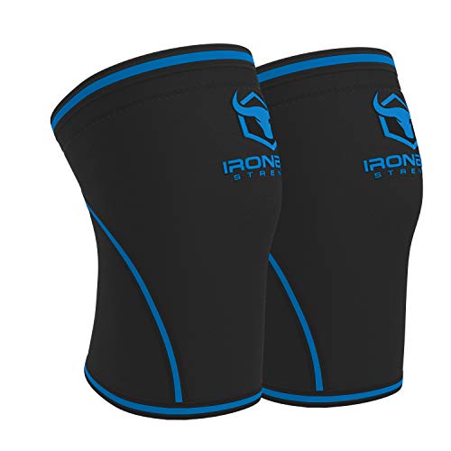 Knee Sleeves 7mm (1 Pair) - High Performance Knee Sleeve Support For Weight Lifting, Cross Training & Powerlifting - Best Knee Wraps & Straps Compression - For Men and Women (Black/Blue, X-Large)