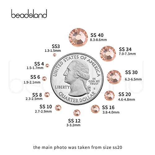 Image of Beadsland Flat Back Crystal Rhinestones, Champagne, SS20, 2880pcs | Flatback Glass Gems, 4.6-4.8mm, for Nail Art Craft, Glue Fix,Light Peach