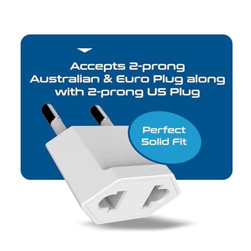 Image of Ceptics European Travel Plug Adapter - Converts USA to EU, Asia and Italy Outlet - Type A to Type C converter - Use in Germany, Spain, & More - 6-Pack