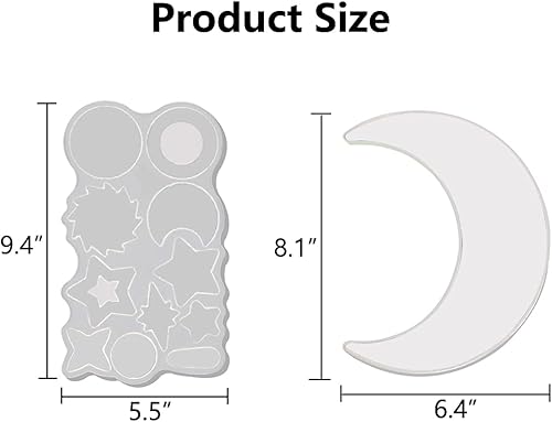 Miniatura 5 de Moon & Star - Moldes de resina de silicona – 3 piezas de campanilla de viento colgante de campana de viento moldes de resina para colgar en la pared