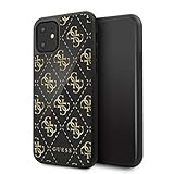 Hochwertige Verarbeitung Guess Hülle aus der Silicone 4G Glitter Kollektion GUHCN614GGPBK für das iPhone 11, schwarz