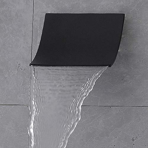 Ensemble pommeau de douche cascade noir mat avec mitigeur 3 voies
