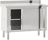 vidaXL Stainless Steel Kitchen Work Table-110x50x90 cm, Sliding Doors & Shelf, Adjustable Non-Slip Feet, Ideal for Restaurant/Café - 5